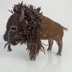 Beadworx Bison Buffalo CU Boulder Handmade Beaded Sculpture 8 x 4 x 6